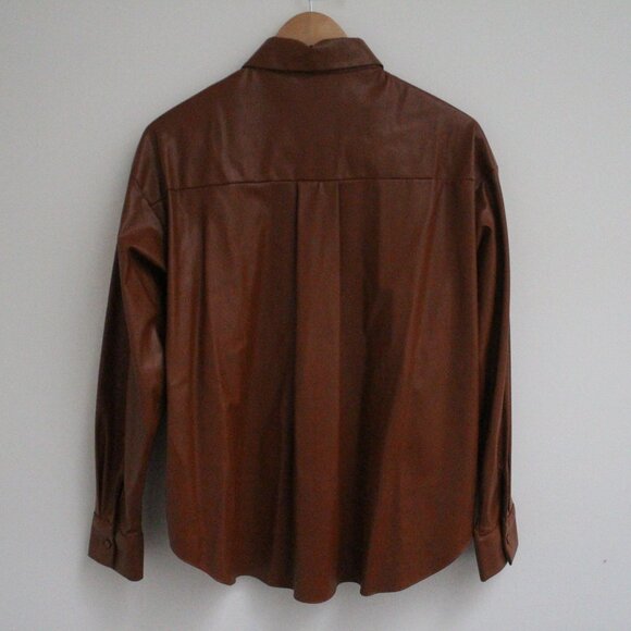 Zara Brown Leather Jacket Shacket Top - Picture 2 of 3